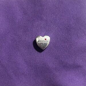 Pandora Silver Heart Brooch with Red Accent